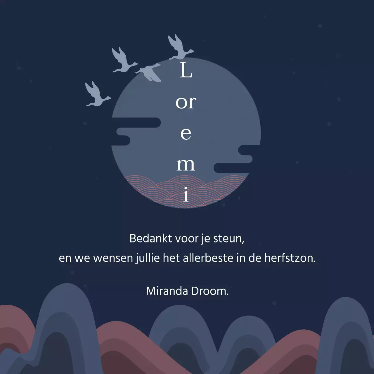 Marineblauw chuseok bedankje