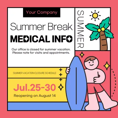 Coral Trendy Medical Notice Social Media Post