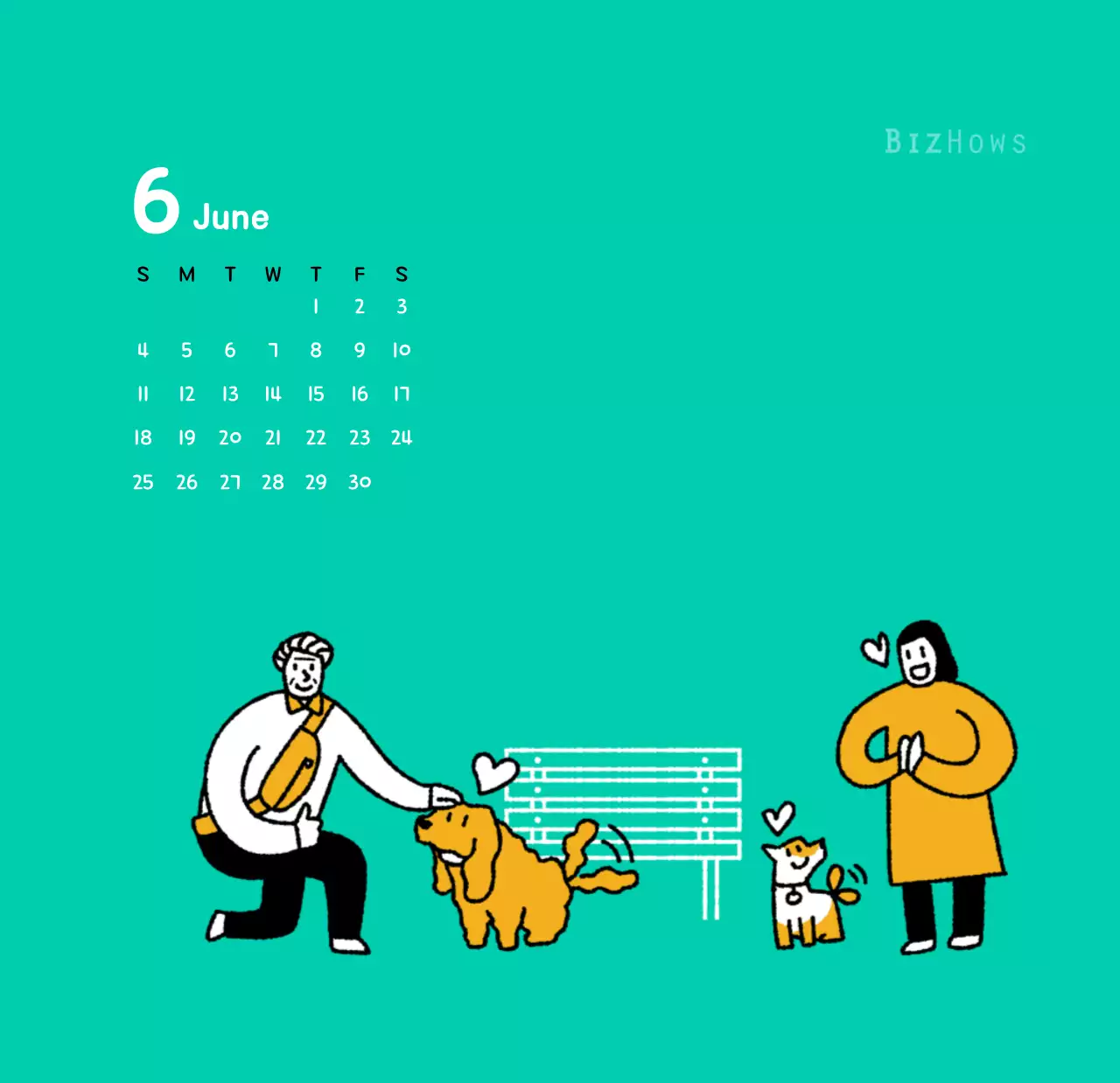 Lịch năm mới với hình ảnh minh họa dễ thương