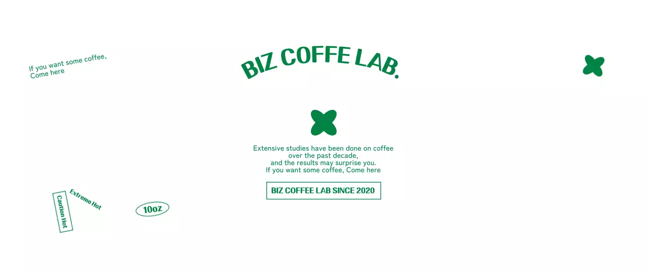 Clean textual cafe promotion with cute green graphics