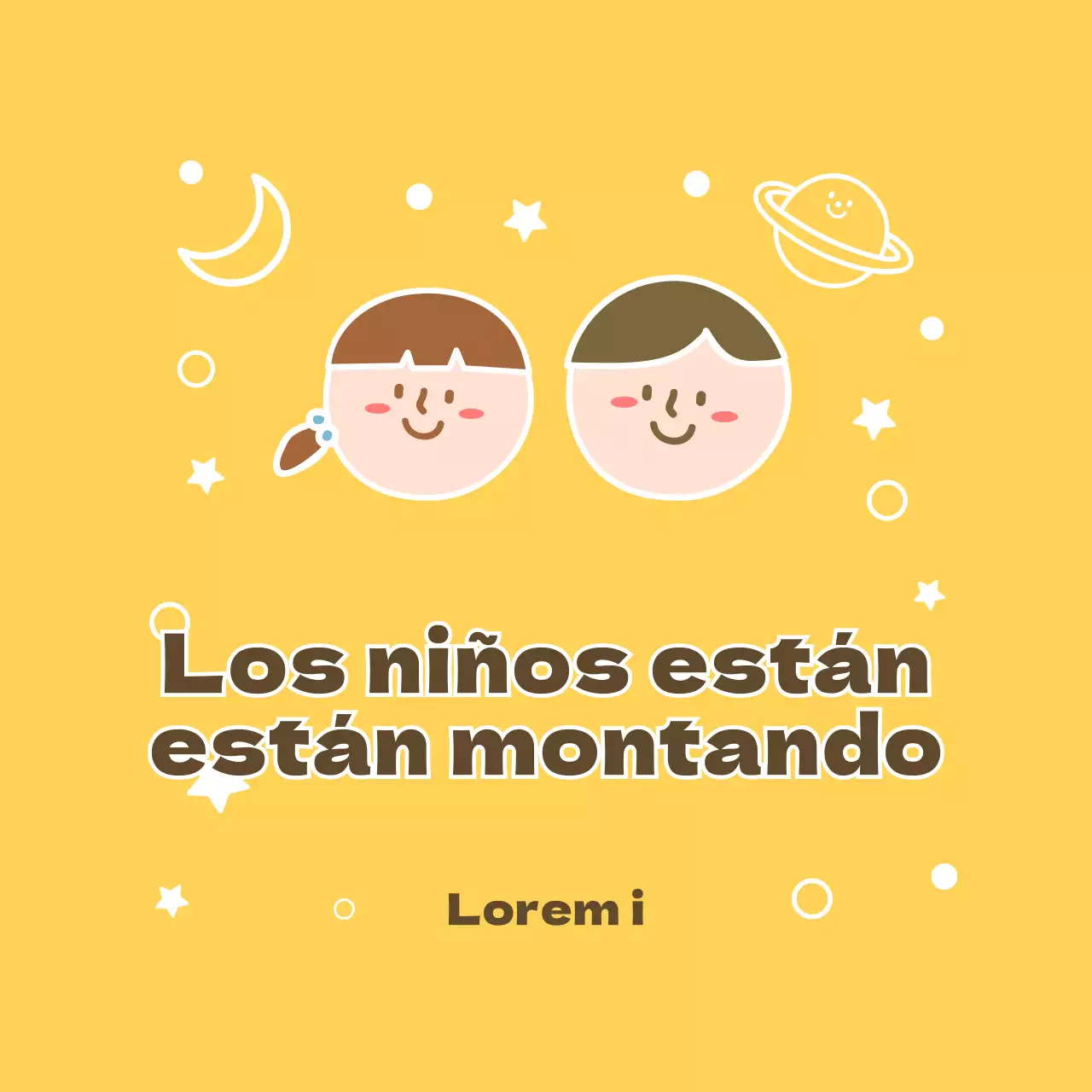 Lindo niño pequeño estilo ilustración en amarillo y marrón Los niños están montando mensajes de texto