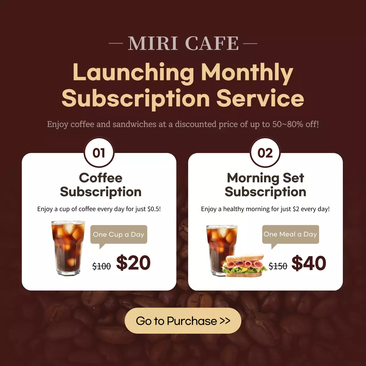 Launched Braunton's Miri Cafe monthly subscription service and promoted coffee subscription service morning set subscription service