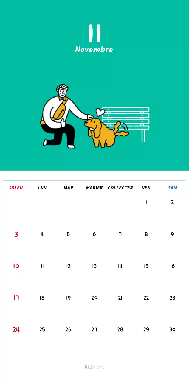 Calendrier du Nouvel An avec de jolies illustrations