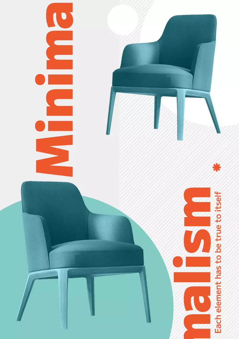 緑とオレンジの椅子インテリアポスター