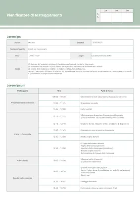 Un planner per le celebrazioni verde, pulito e tabellare