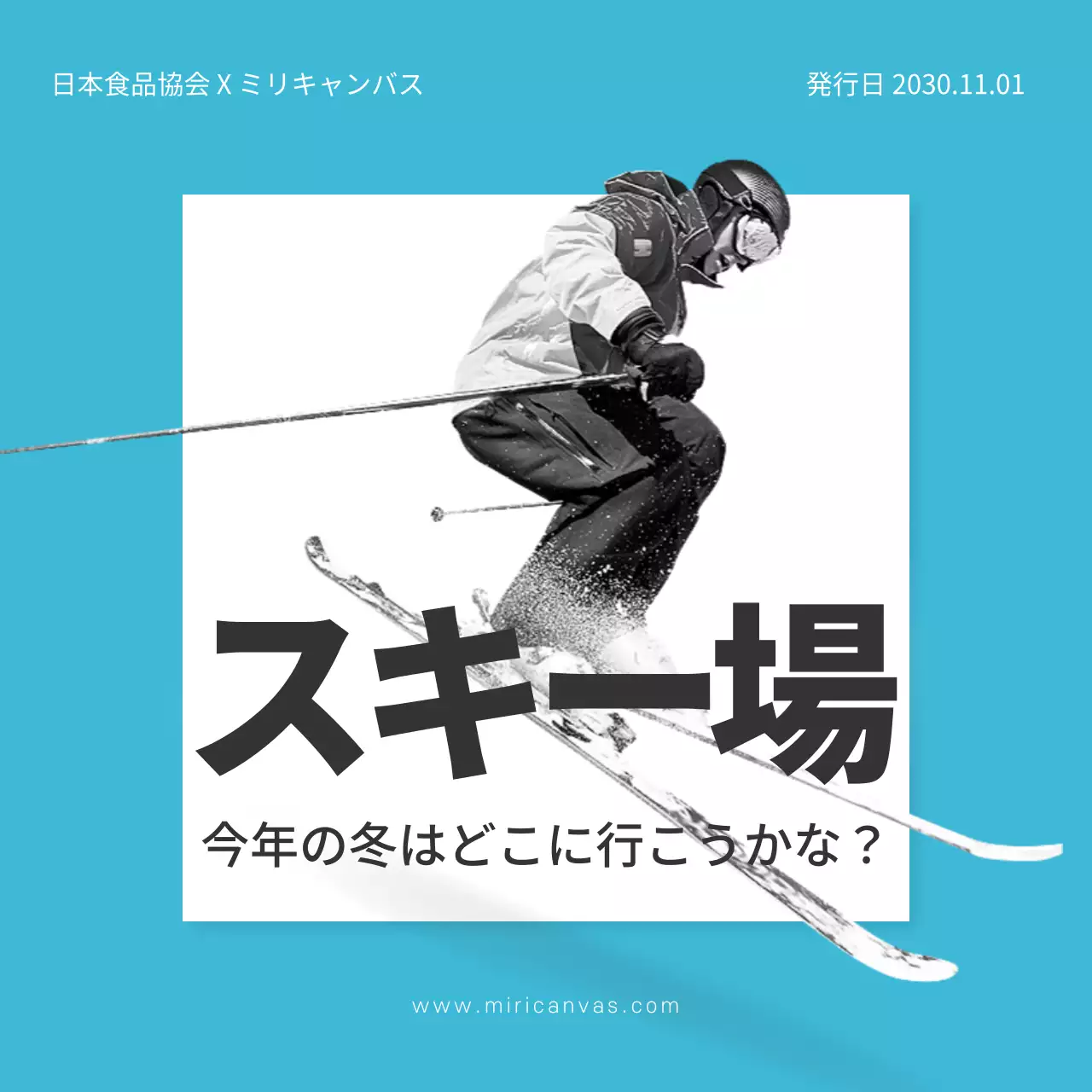 水色 シンプル スキー パンフレット Instagram カルーセル