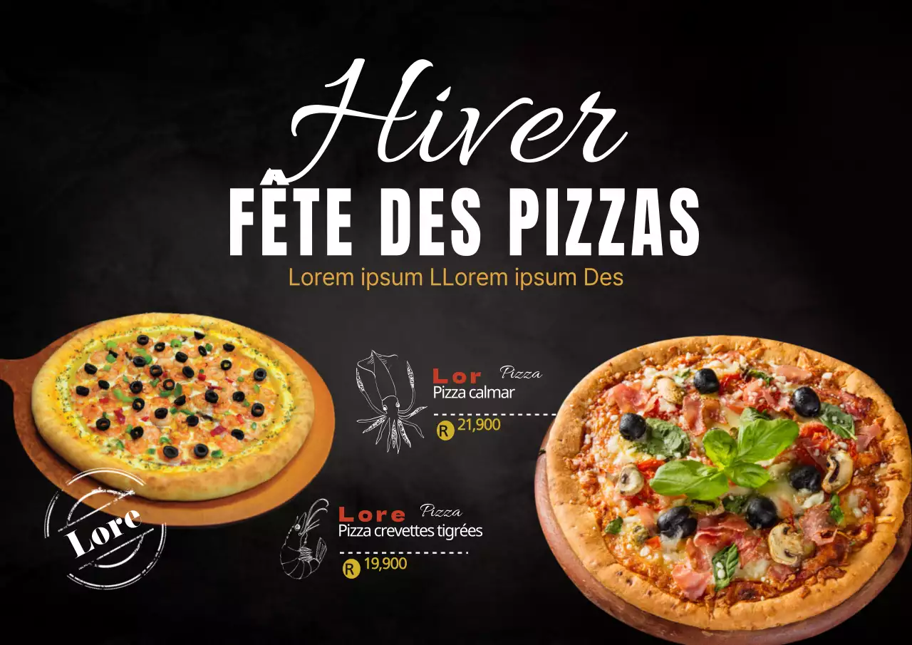 Nouvelle carte de pizzas aux fruits de mer