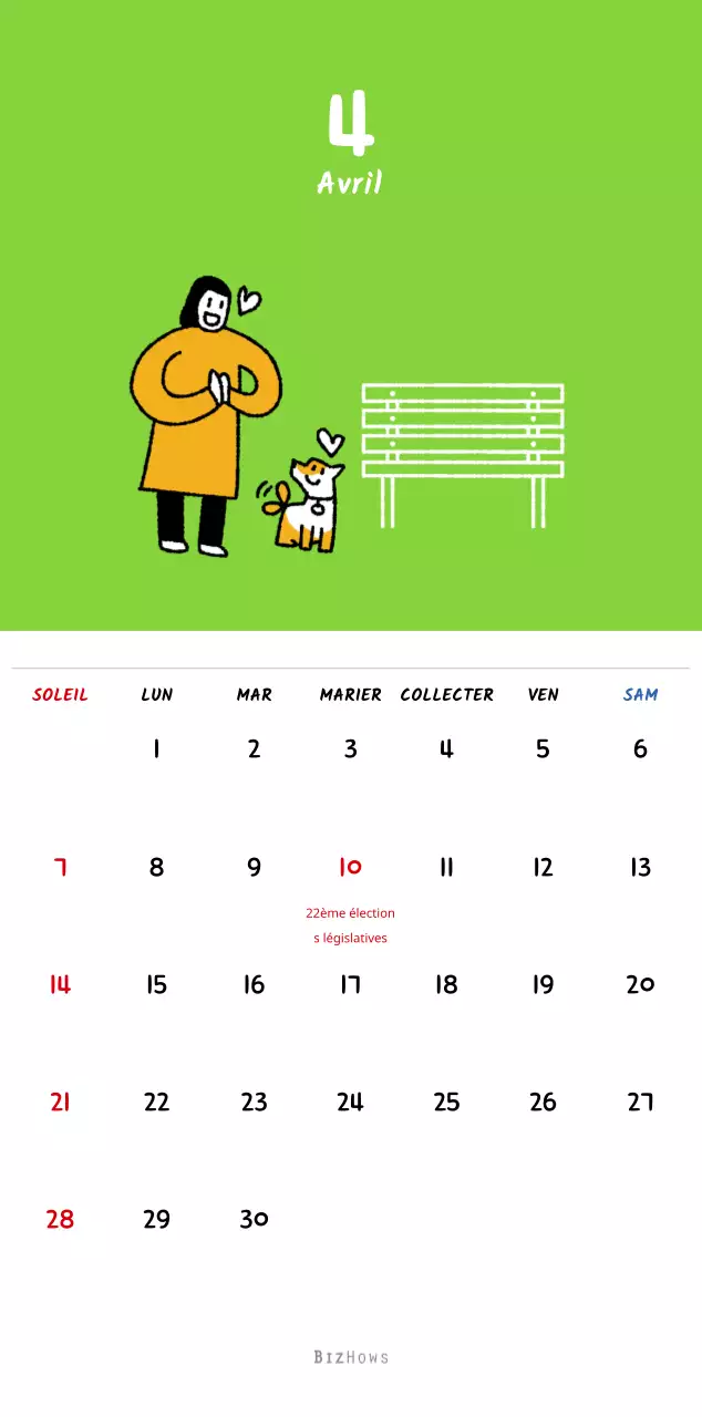 Calendrier du Nouvel An avec de jolies illustrations
