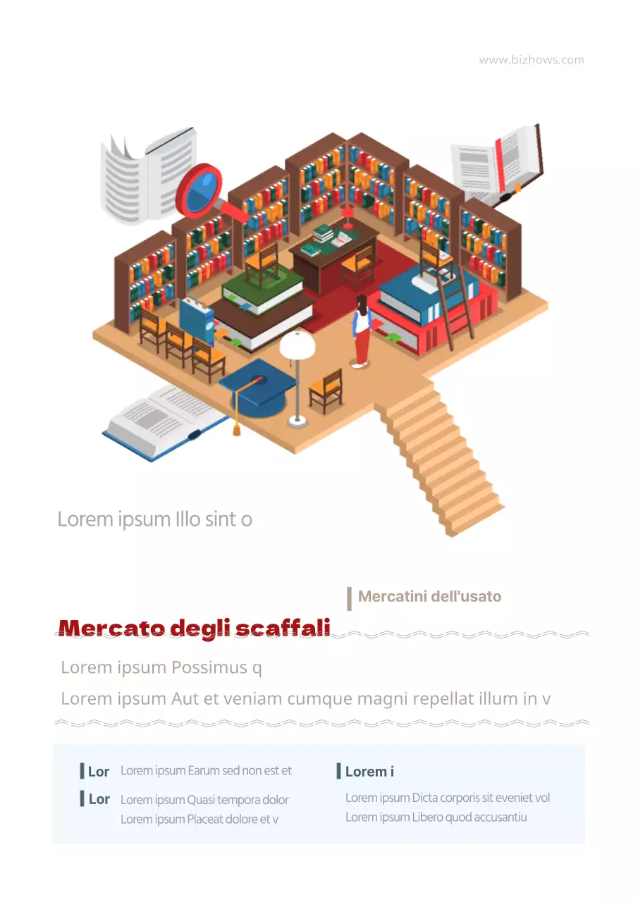 Un simpatico volantino bianco e marrone per un mercatino delle pulci per una vendita di libri usati