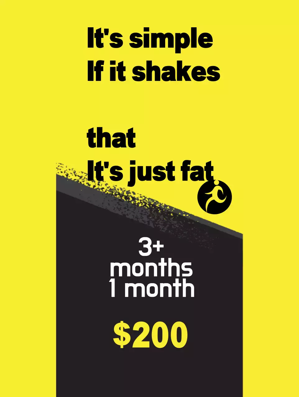 A bold banner in yellow and black