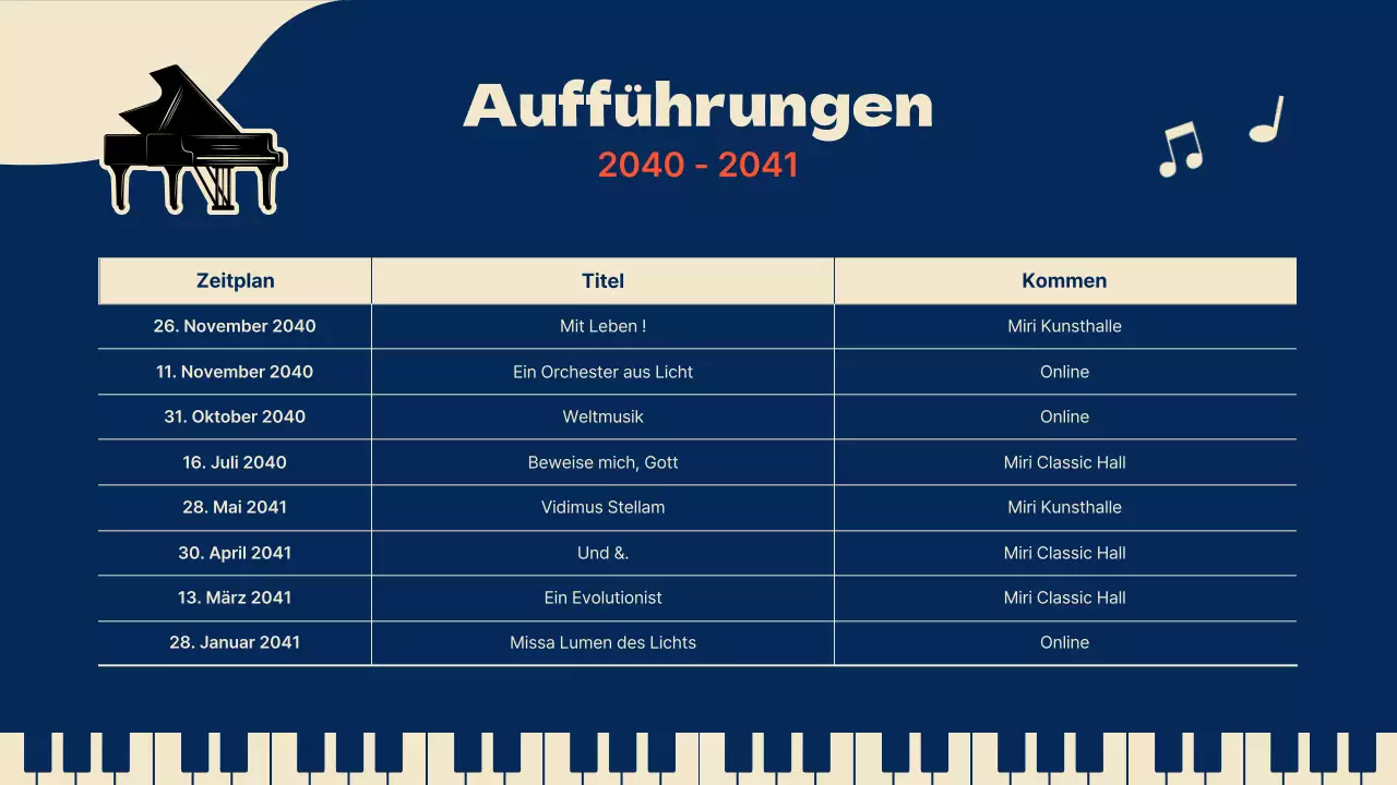 Komponistenmappe für Klavier in Marineblau
