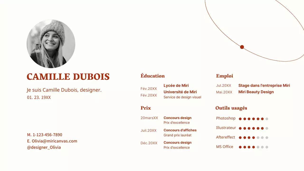 Portefeuille de design à pointe circulaire de couleur rouge