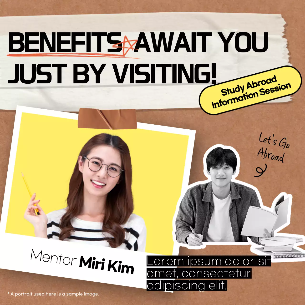 Yellow and brown Polaroid collage concept for integration strategy briefing