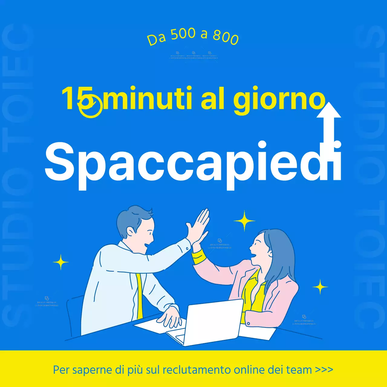 Studio TOEIC Contenuto promozionale con semplici tonalità di blu e giallo