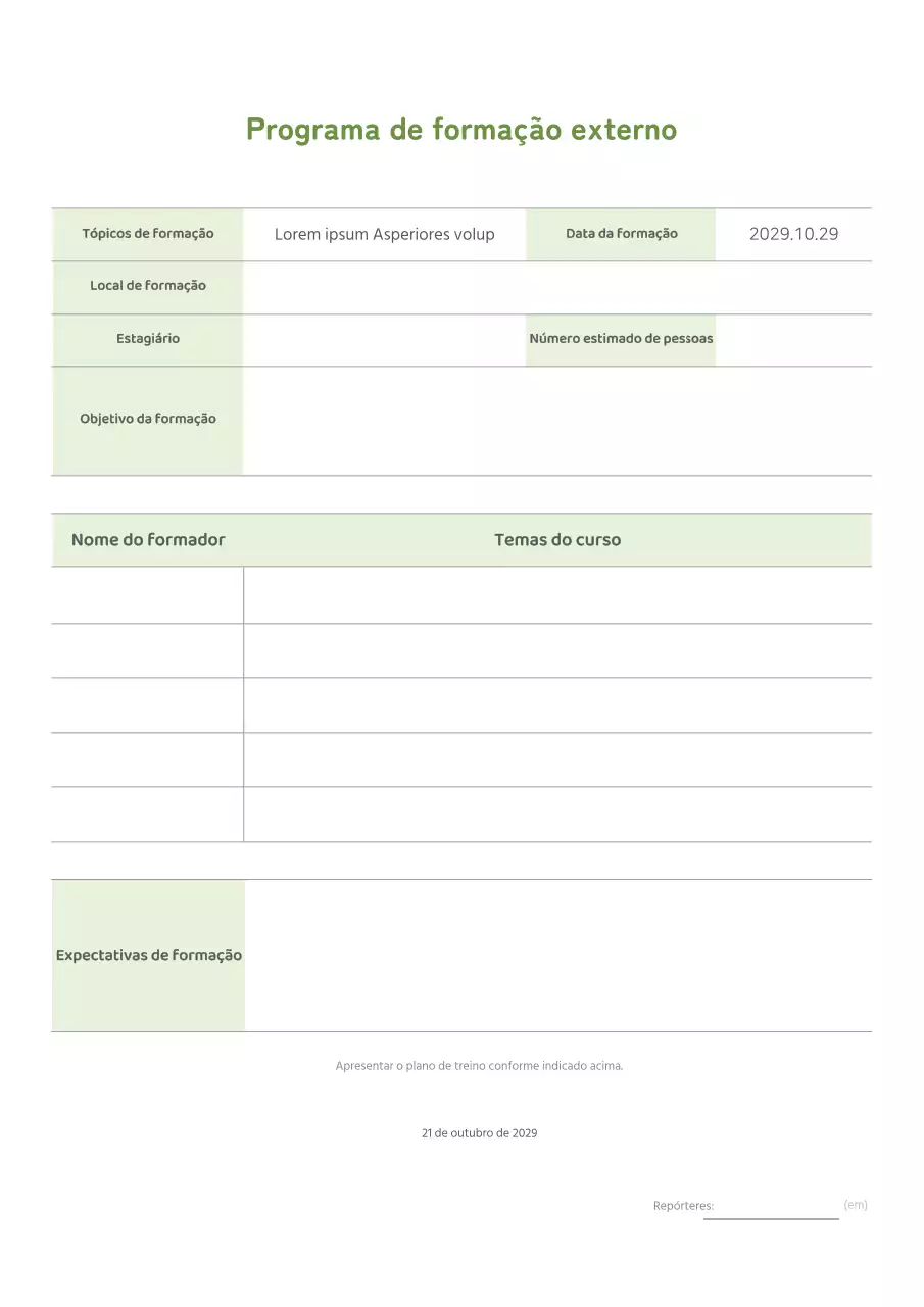 Programa de formação externa do conceito normal verde-limão