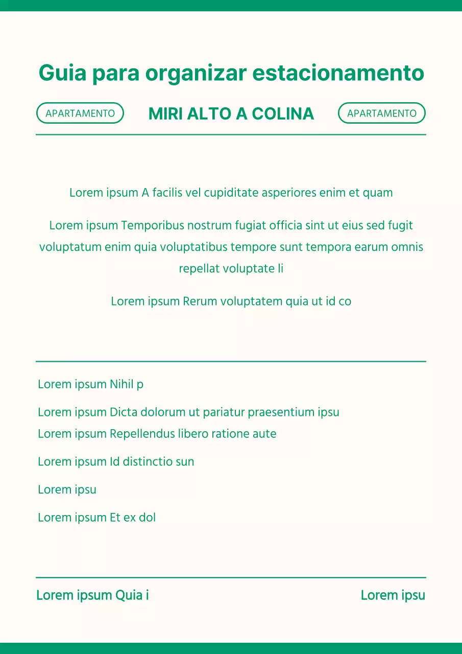 Sinalização de ordem de estacionamento de conceito limpo em amarelo claro e verde