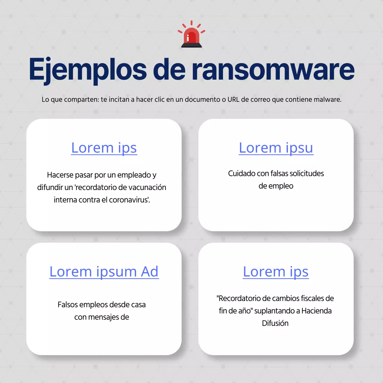 Prevención seria del ransomware en azul marino y gris