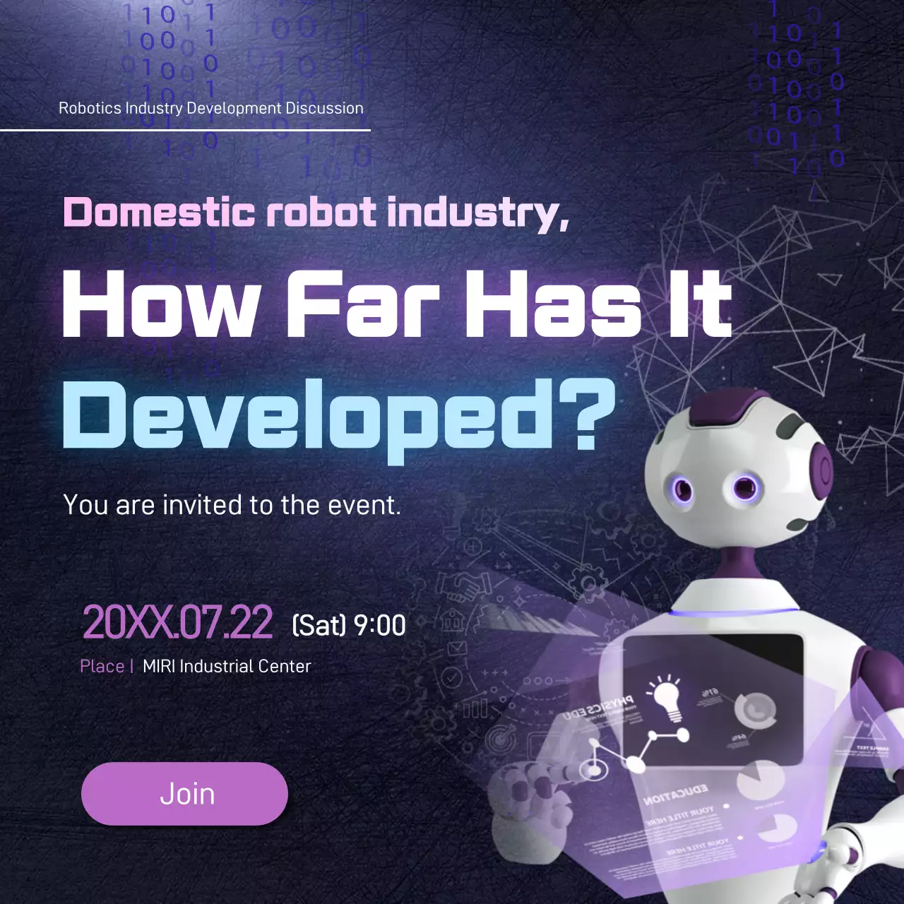 Purple Futuristic Robot Event Promotion Instagram Post