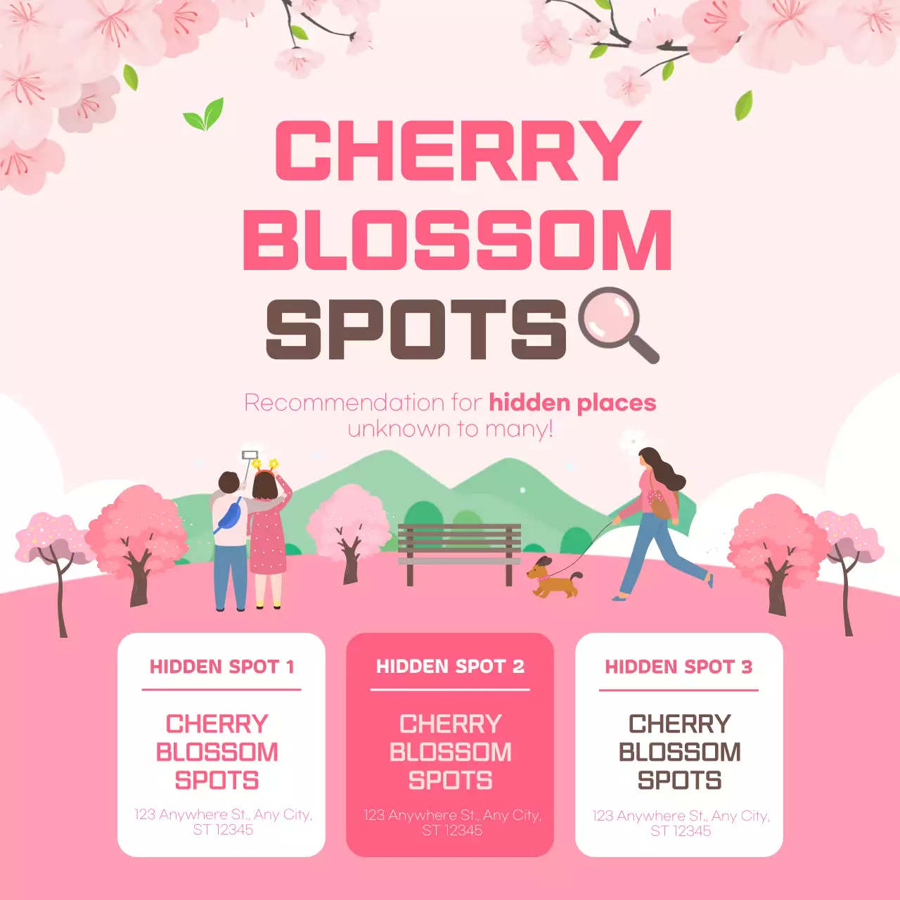 Pink Modern Cherry Blossom Promotion Instagram Post