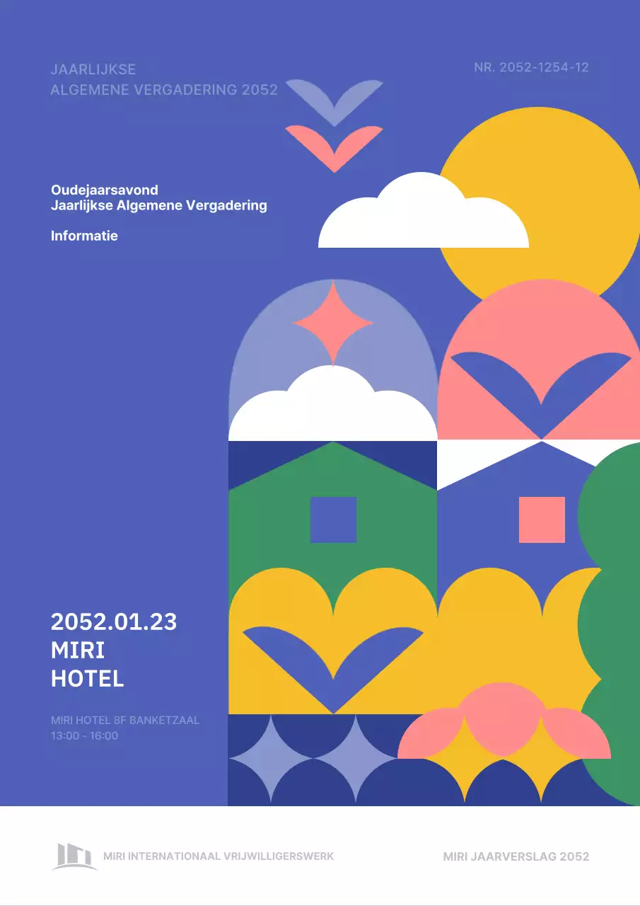 Algemene nieuwjaarsbijeenkomst in blauw, geel en groen