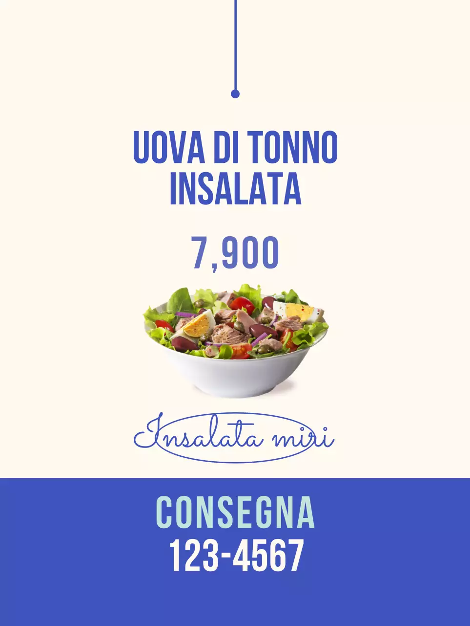 Striscione sui cibi freschi in blu e beige