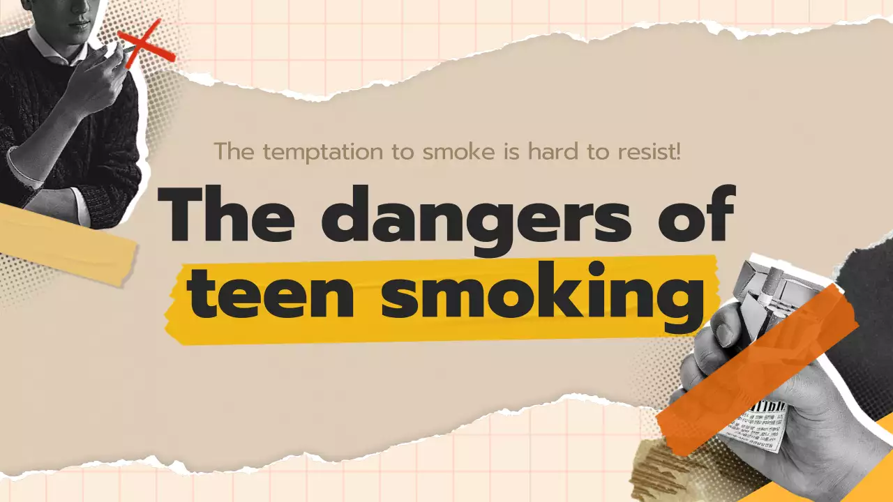 Beige Retro Teen Smoking Announcement Presentation
