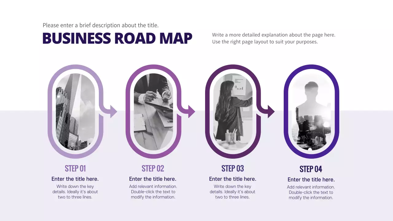 Purple Business Roadmap Step 4 Infographic About Us Company History