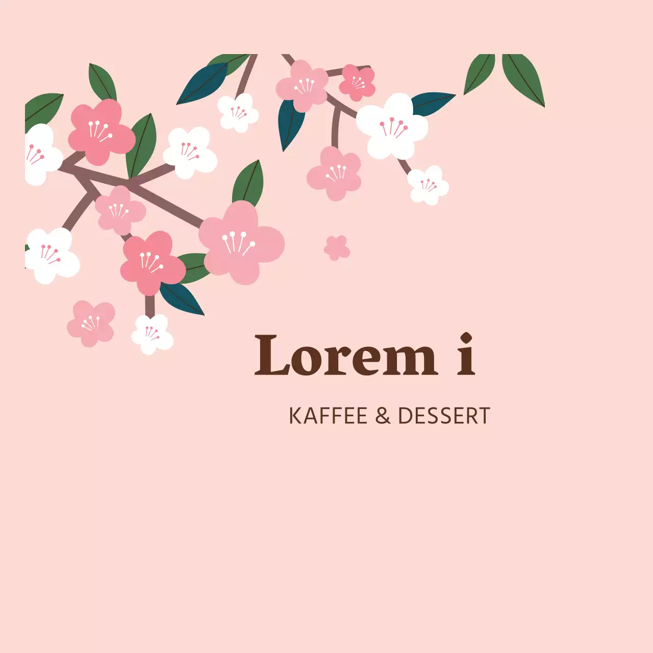 Gepflegtes Cafe-Werbeetikett mit rosa Illustration