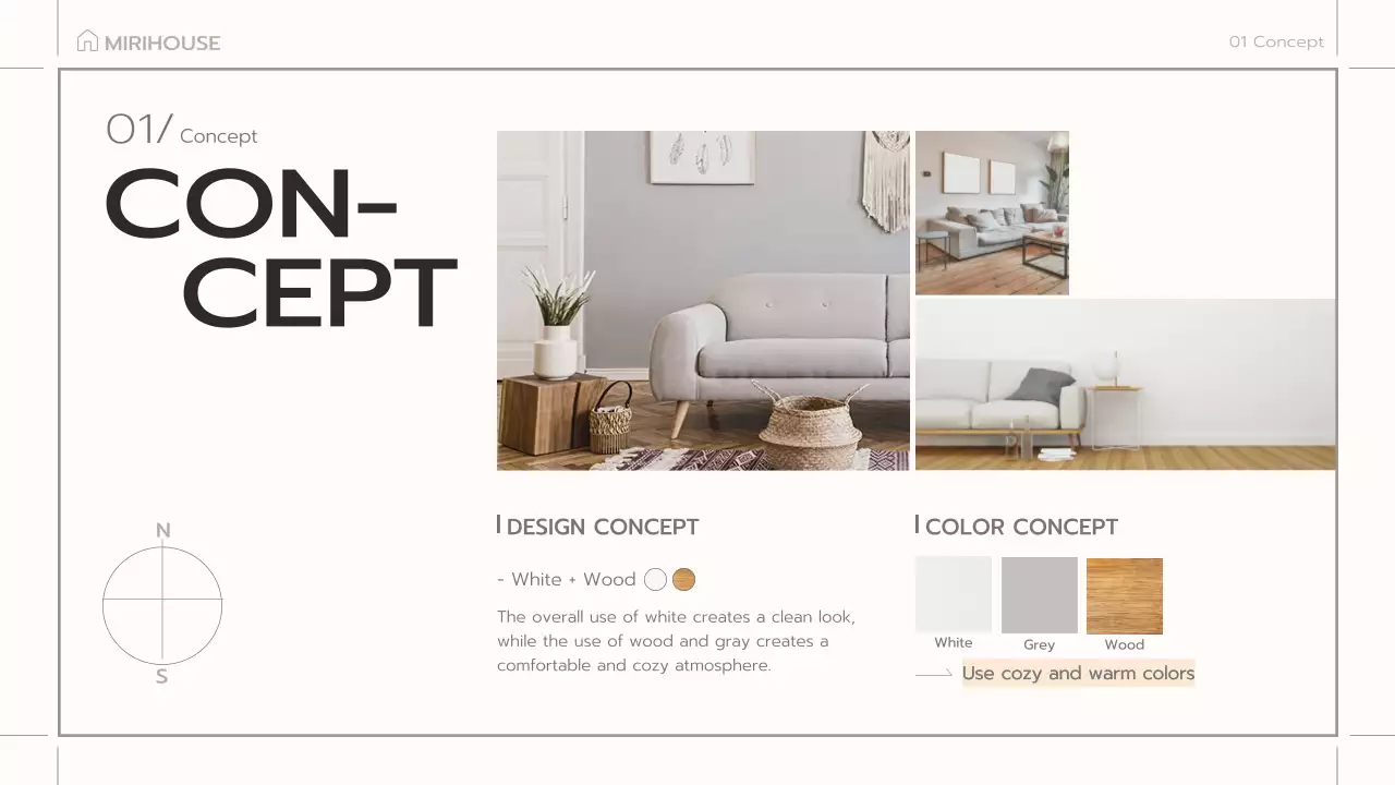 베이지 미니멀리스트 인테리어 디자인 플랜 프레젠테이션