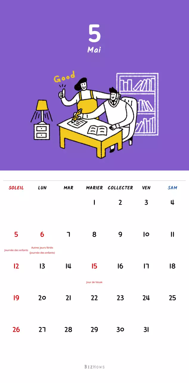 Calendrier du Nouvel An avec de jolies illustrations