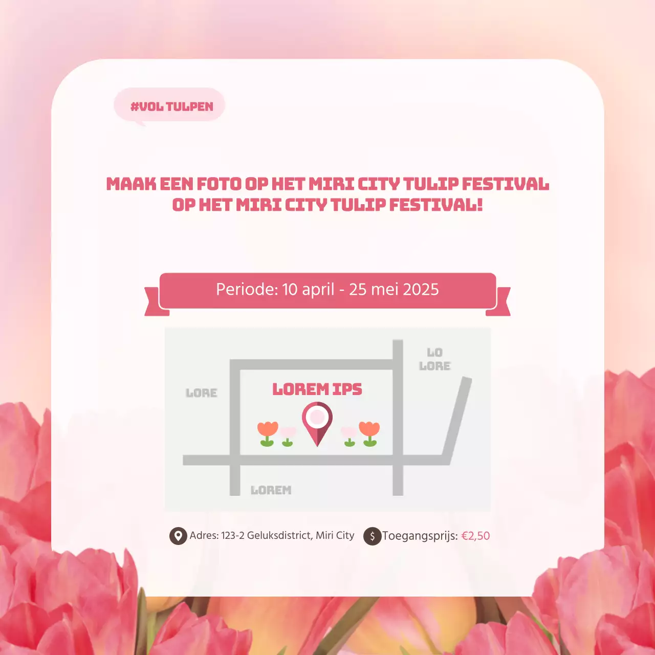 Tulp bloem in rozeWoordenboekkaartNieuws ontwerp