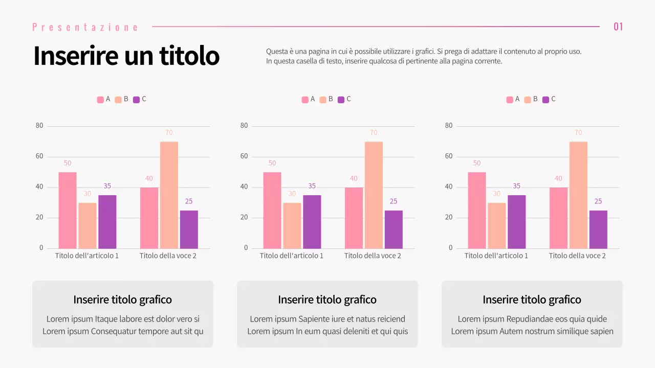 Presentazione di diversi layout con concetti grafici a gradiente rosa