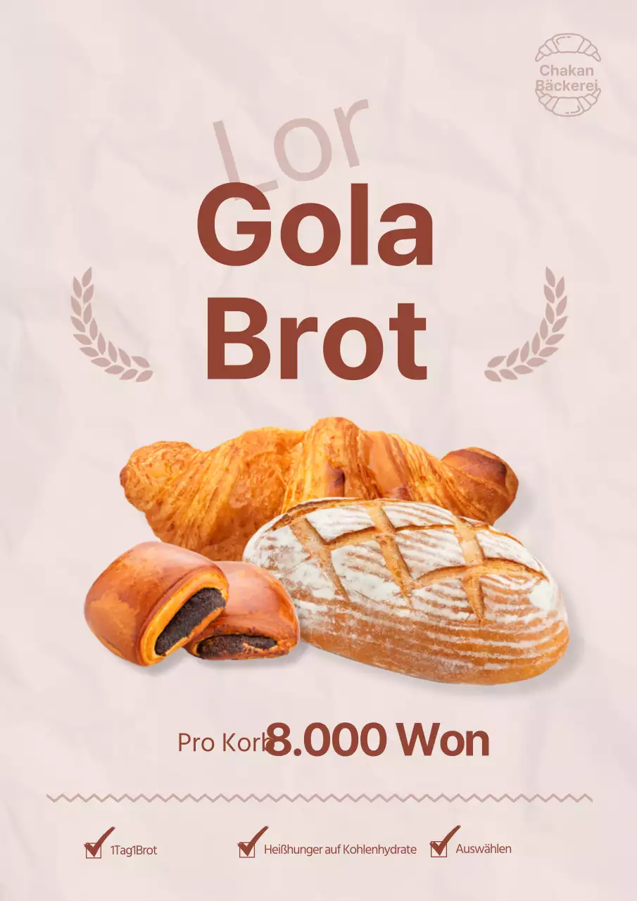 Vintage-inspiriertes Bäckerei-Poster mit zerknittertem Papier-Look