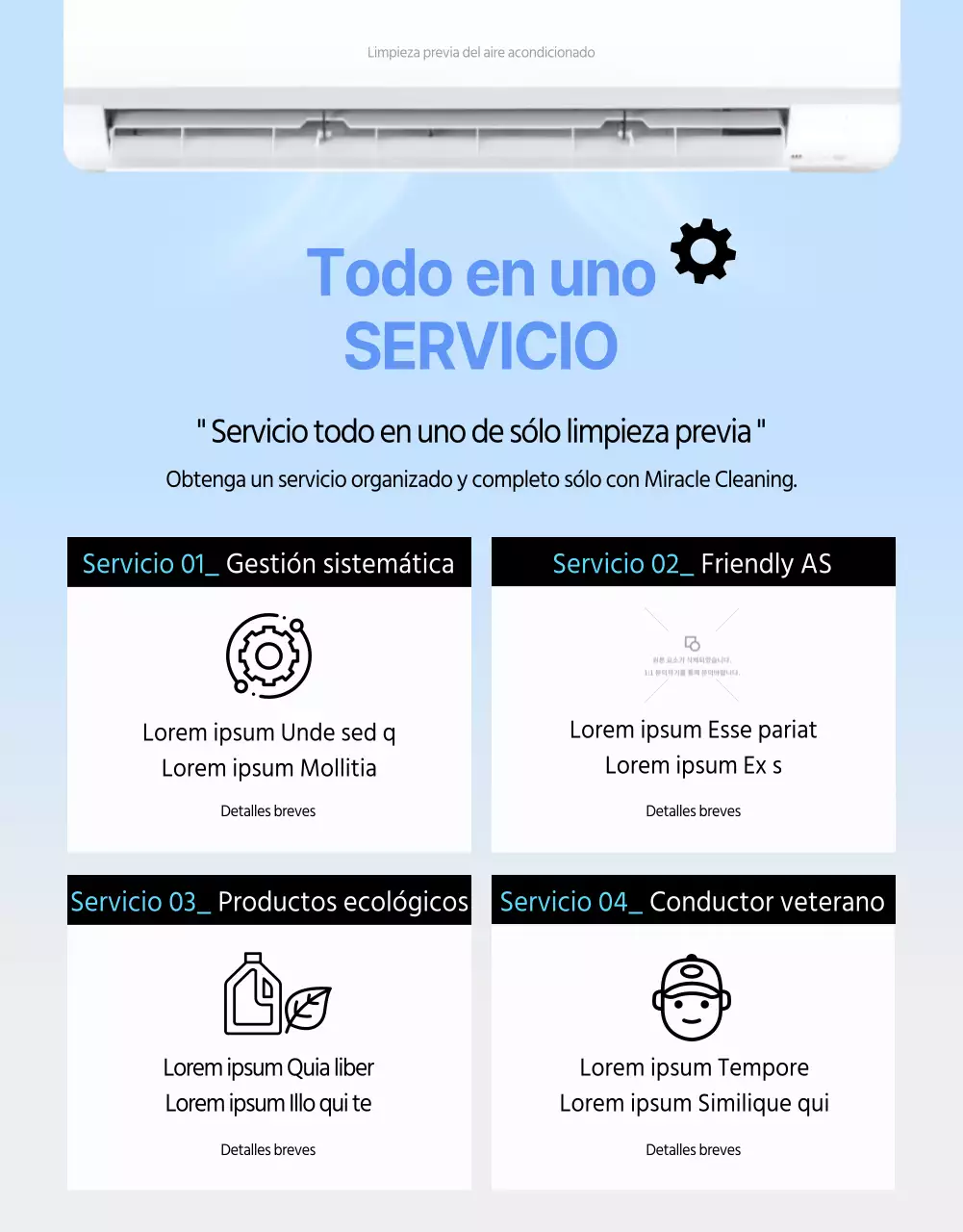 Aire acondicionado limpio y fresco en blanco y azul