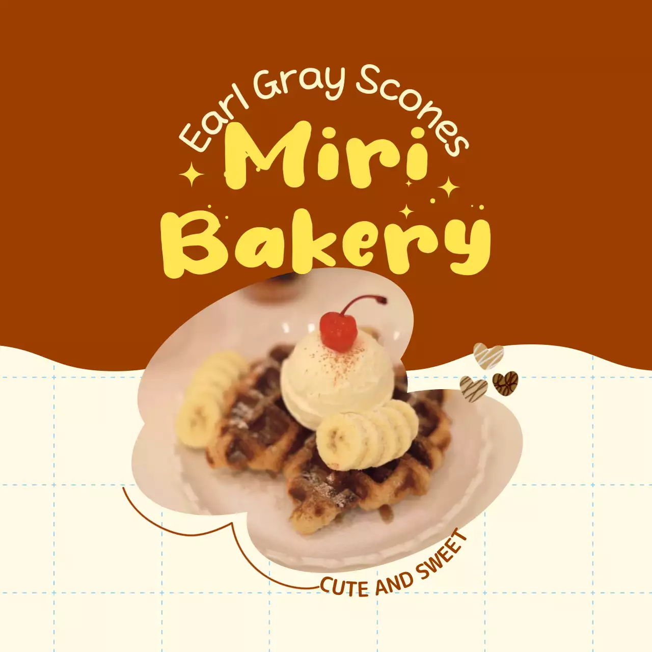 Promote your menu with a cute brown and yellow frame