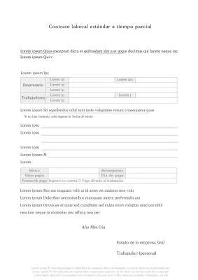 Formato limpio de documentos Contrato de trabajo a tiempo parcial