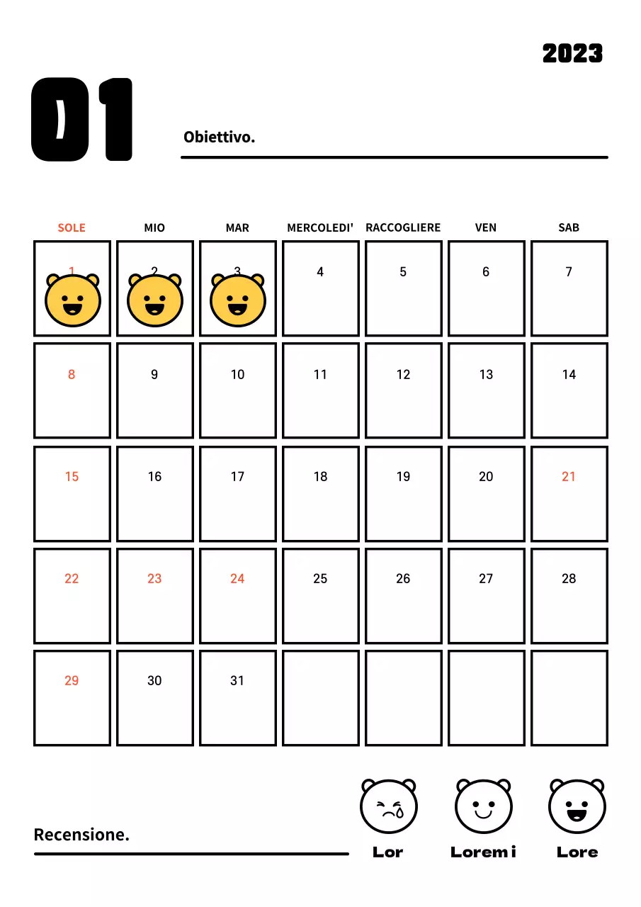 Tracciatore di obiettivi per il nuovo anno dalle linee pulite