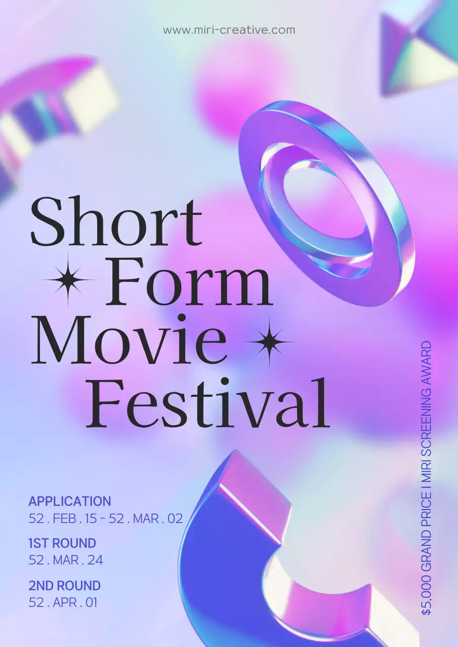 Purple and Blue Holographic 3D Shortform Movie Festival