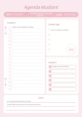 Une documentation rose soignée sur le plan d'étude
