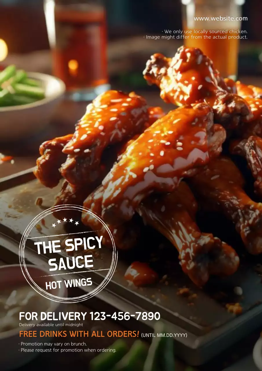 Orange Trendy Hot Wings Promotion Poster