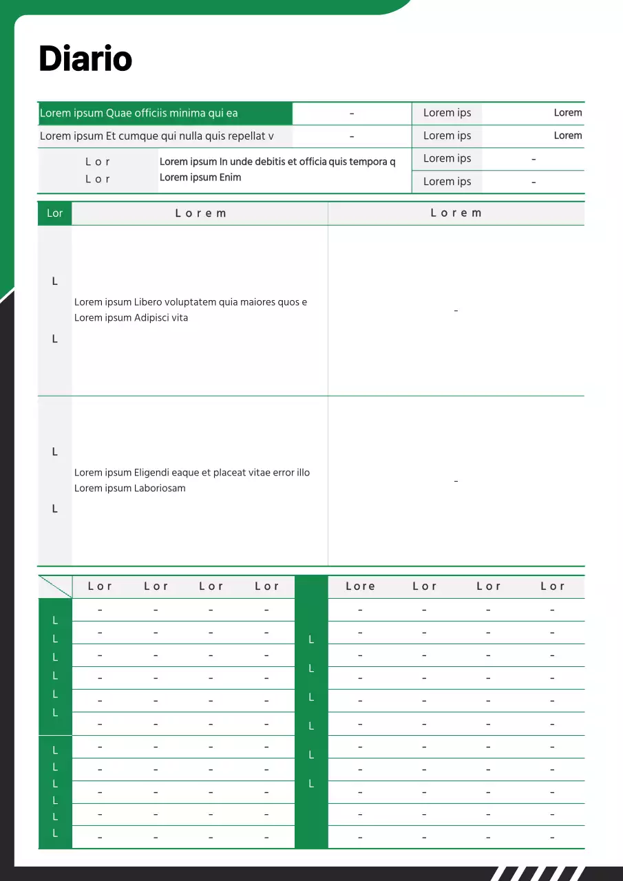Una sencilla agenda negra y verde
