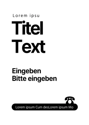 Einfaches Werbematerial mit schwarzem und weißem Text