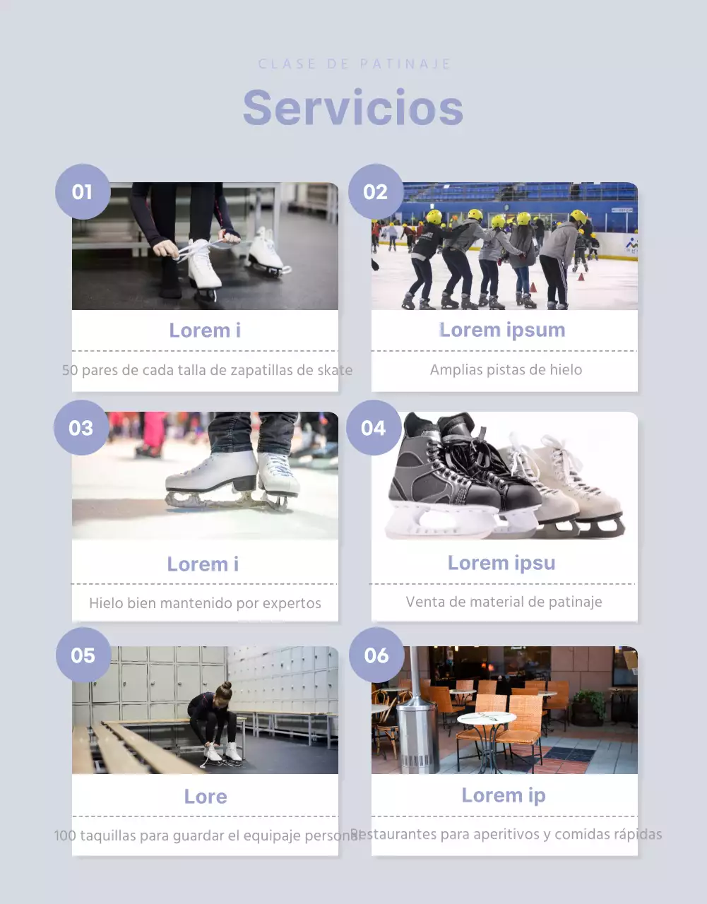 Lección de patinaje de inspiración invernal en blanco con detalles en malva Detalles