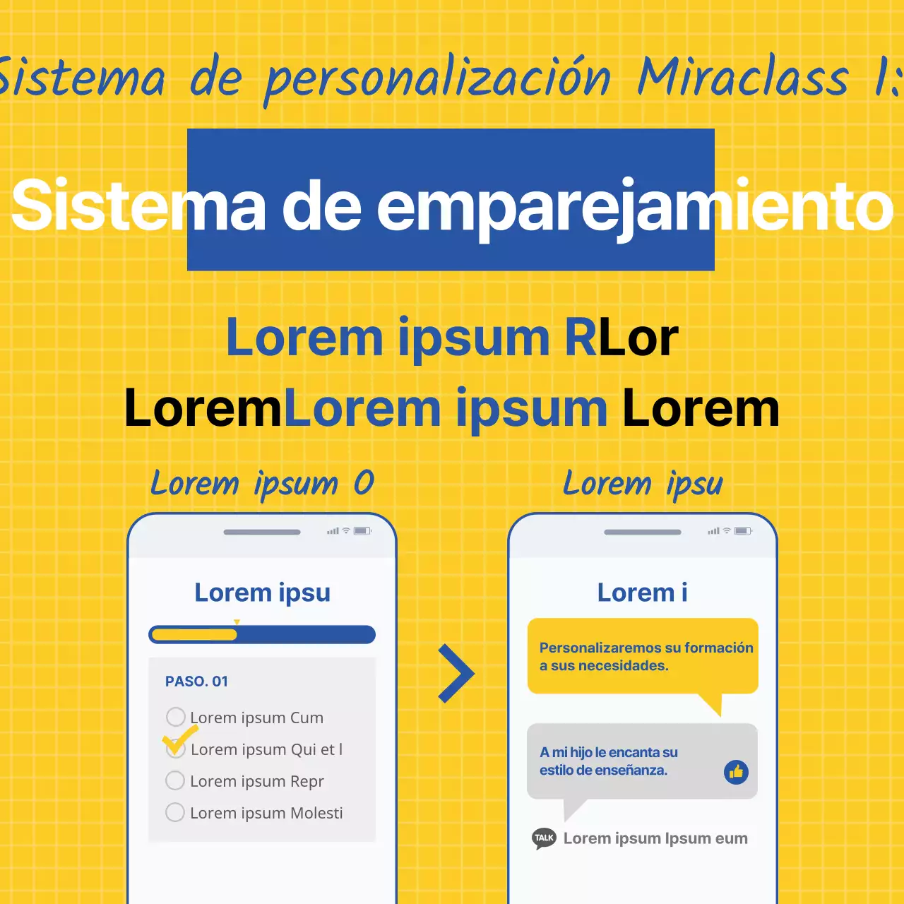 Sencilla ilustración lineal en amarillo y azul para promover el aprendizaje del inglés