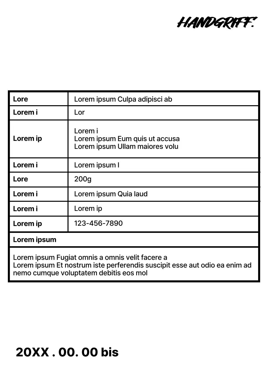 Design mit Bohnenbeschreibungen, die mit schwarzem, grobem handgeschriebenem Text akzentuiert sind