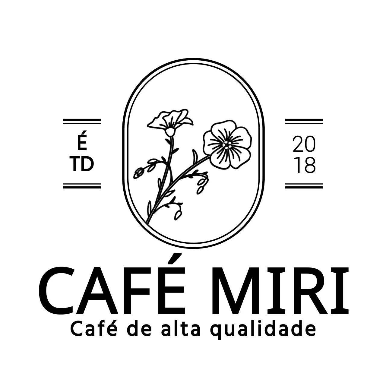 Ilustração botânica emocional estilo logótipo café em preto