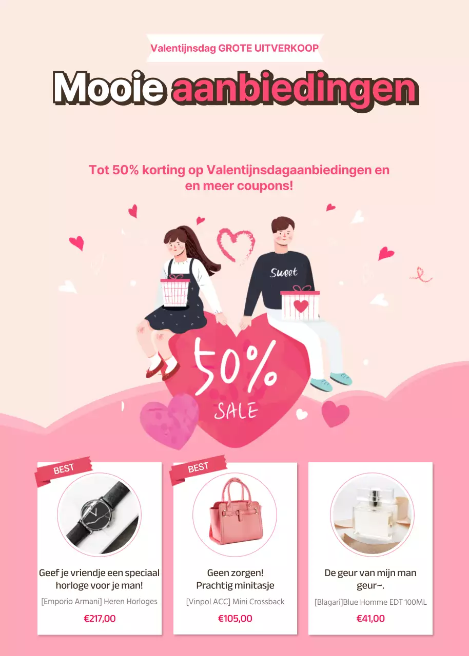 Valentijnsaanbiedingen in roze