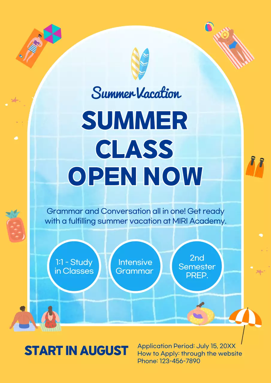 Yellow Modern Summer Class Promotion Poster
