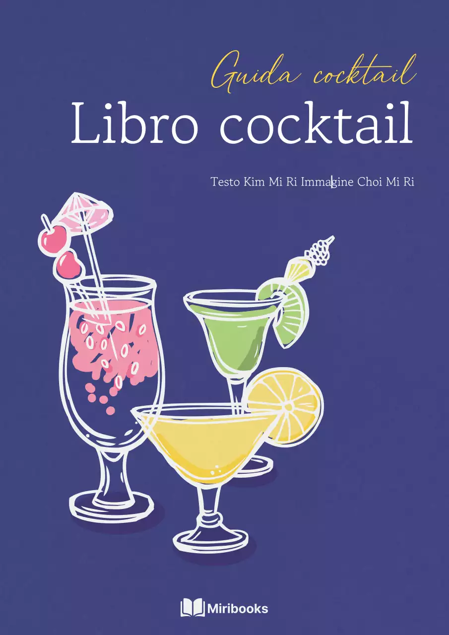 Libro dei cocktail disegnato a mano con sfondo blu navy