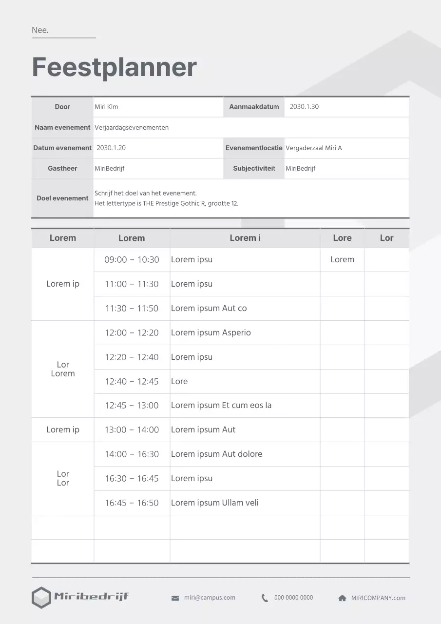 Een strakke, grijze feestplanner